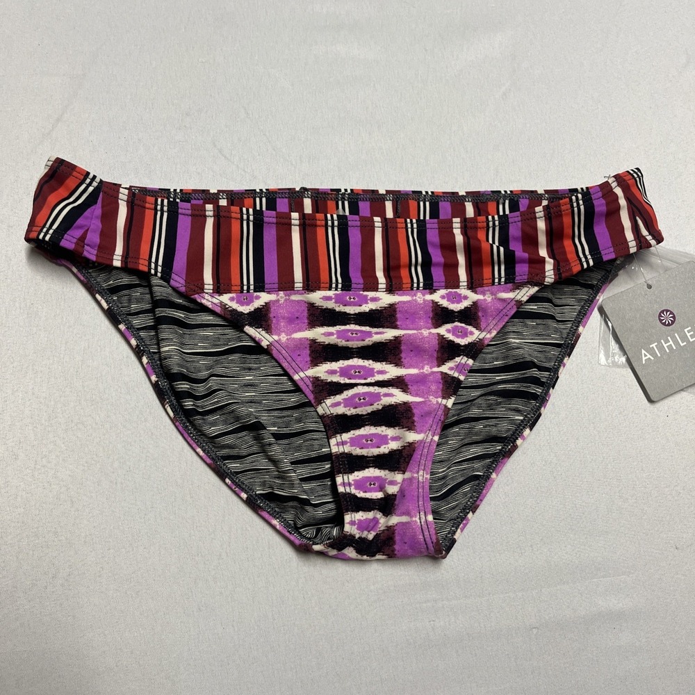 Athleta Ariel Tiki Bikini Bottoms Nylon Blend Geometric Women's Small - Picture 2 of 5
